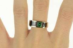 10K Yellow Gold Black Onyx Princess Syn. Emerald Squared Ring