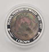 2017 Ascension Islands 1 Crown Princess Diana Silver M.O.Pearl Box/COA