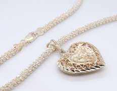 Heart Shaped Pendant on Italian Chain Necklace