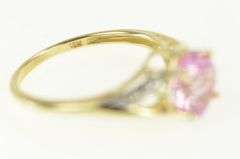 10K Yellow Gold Cushion Pink Topaz Diamond Accent Vintage Ring