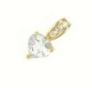 10K Yellow Gold Heart Blue Topaz Diamond Vintage Pendant