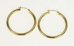 14K Yellow Gold 35.3mm Classic Vintage Statement Hoop Earrings
