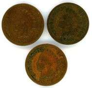 3 Different Indian Head Cents: 1873-1896