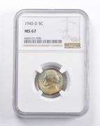 MS67 1945-D Jefferson Nickel NGC Pleasing Color