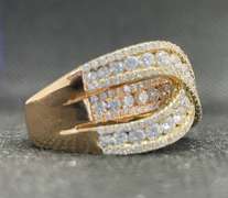 TWO TONE CROSS-OVER ROUND DIAMOND RING IN 14K YELLOW AND ROSE GOLD (2.45 CARATS T.W.)