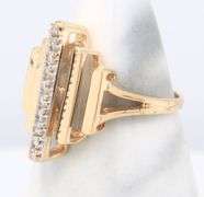 Fabulous Yellow Gold Deco Style Diamond Accent Ring