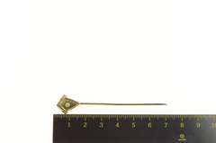 14K Yellow Gold Art Deco Diamond Ornate Geometric Stick Pin