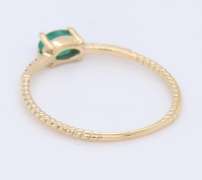 Handsome Yellow Gold oval Emerald and Diamond Stackable Ring