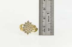 14K Yellow Gold Retro Diamond Cluster Vintage Statement Ring