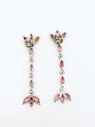 Tasteful Pink Tourmaline and Diamond Danglling Earrings in 18K White Gold