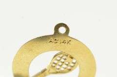 14K Yellow Gold Tennis Racket Pearl Accent 1960's Sports Charm/Pendant