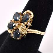 Sparkling Blue Sapphire Ring In 14K Yellow Gold