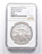 MS70 2008-W American Burnished Silver Eagle REV Of 2007 NGC