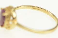 14K Yellow Gold Oval Natural Ruby Solitaire Filigree Vintage Ring