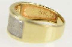 10K Yellow Gold Pave Diamond Encrusted Squared Band Ring