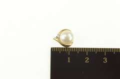 10K Yellow Gold Pearl Diamond Accent Classic Simple Pendant