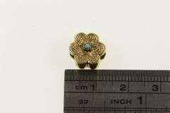 14K Yellow Gold Ornate Turquoise Flower Slide Bracelet Charm/Pendant