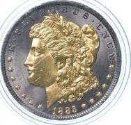 1885-O Morgan Silver Dollar Gold Overlay