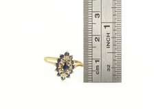 10K Yellow Gold Sapphire Diamond Halo Classic Statement Ring