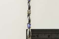14K White Gold Tanzanite Diamond Accent Bar Link Tennis Bracelet