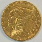 Lovely BU 1914-D US $2.50 Indian Gold Piece. Better date