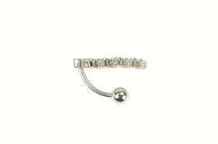 14K White Gold Five Stone CZ Dangle Belly Button Ring Body Jewelry