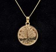 Graceful Tree Pendant Necklace In 14K Yellow Gold