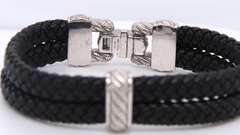 Judith Ripka Cubic Zirconia 925 Sterling Silver Black Rubber Bracelet