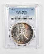 MS67 1989 American Silver Eagle - PCGS Insane Tone!