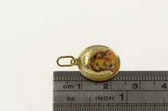 10K Yellow Gold Enamel Jesus Christian Crown Of Thorns Charm/Pendant