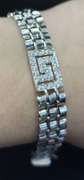 DESIGNER INSPIRED WATCH LINK 14K WHITE GOLD BRACELET WITH CUBIC ZIRCONIA