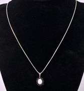 Opal And Blue Sapphire Pendant Necklace In Sterling Silver