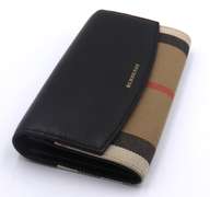 BUrberry Black Leather Check Wallet
