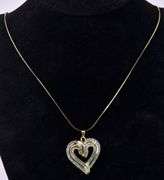 Beautiful White Crystal Heart Pendant Necklace In Gold Plated Sterling Silver