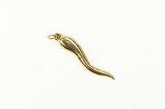 14K Yellow Gold Traditional Italian Horn Protect Symbol Charm/Pendant