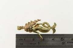 14K Yellow Gold Two Tone Mermaid Mystical Ocean Siren Pendant