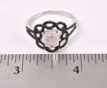 Moonstone And Black Onyx Ring In Sterling Silver
