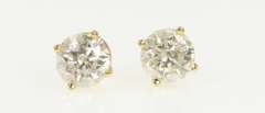 14K Yellow Gold 1.75 Ctw Diamond Solitaire Classic Stud Earrings