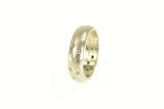 14K White Gold Flush Diamond Inset Wedding Band Ring