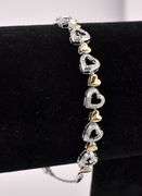 Heart Link Chain Bracelet In Sterling Silver