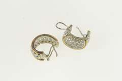 Sterling Silver Two Tone 14K Gold Textured Lattice Hoop Earrings