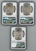 3 Diff virtual Gem BU Peace Silver Dollars. NGC MS64+
