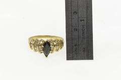 14K Yellow Gold Marquise Natural Sapphire Diamond Engagement Ring