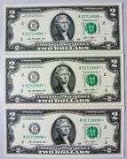 (3) Superb Crisp 2013 $2 Star Replacement Notes New York-Consecutive!