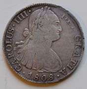 1808/7 TH  Mexico Silver 8 Reales. Mexico City Mint