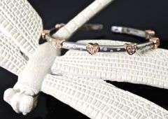 Contemporary 14K White and Rose Gold Cuff Bangle with Diamonds