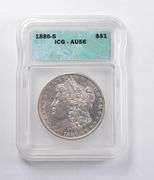 AU58 1886-S Morgan Silver Dollar ICG