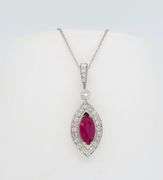 Stunning Marquise Ruby & Diamond Halo Necklace