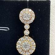 CERTIFIED 14K GOLD AND DIAMOND CLUSTER DROP EARRINGS
