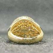 CIRCLE MENS 14K YELLOW GOLD ROUND BAGUETTE CUT DIAMOND RING